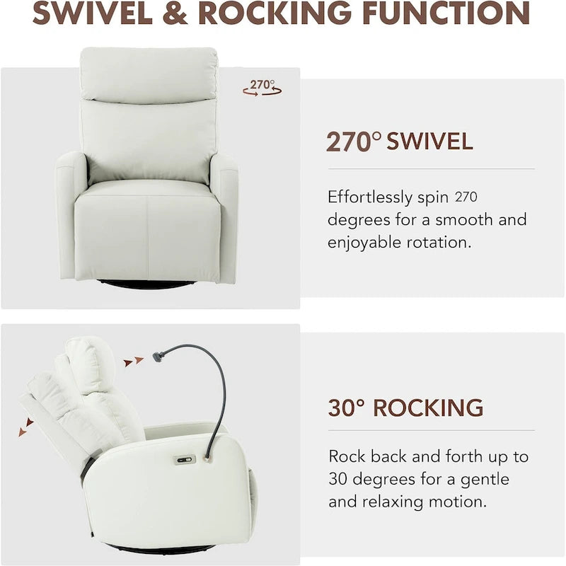 Power Recliner Chair with 270-Degree Swivel and Dual USB Ports