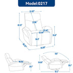 Blue Genuine Leather Power Recliner with 270-Degree Swivel and USB Charging