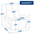 Blue Genuine Leather Power Recliner with 270-Degree Swivel and USB Charging