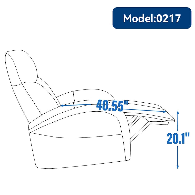 Blue Genuine Leather Power Recliner with 270-Degree Swivel and USB Charging