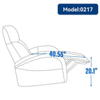 Blue Genuine Leather Power Recliner with 270-Degree Swivel and USB Charging
