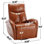 Blue Genuine Leather Power Recliner with 270-Degree Swivel and USB Charging