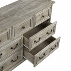 7-Drawer Horizontal Dresser with Vintage Embossed Design and Metal Slides
