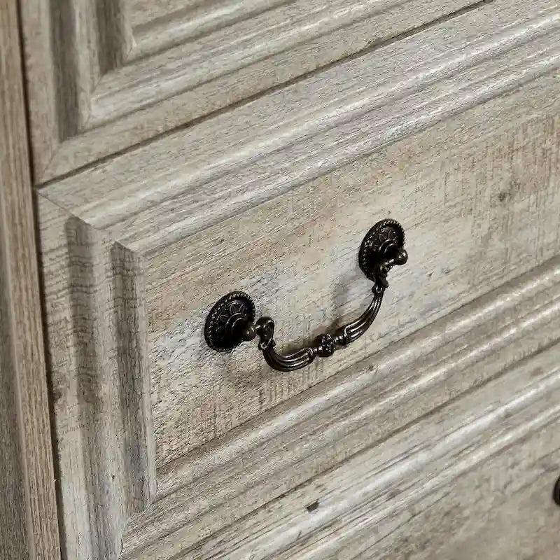 7-Drawer Horizontal Dresser with Vintage Embossed Design and Metal Slides
