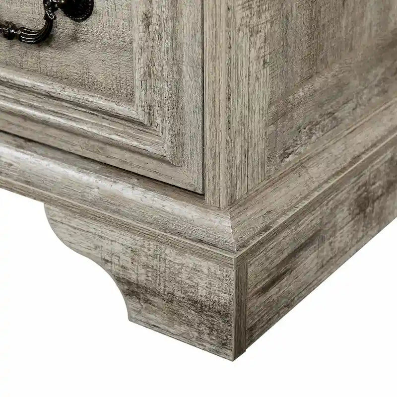 7-Drawer Horizontal Dresser with Vintage Embossed Design and Metal Slides