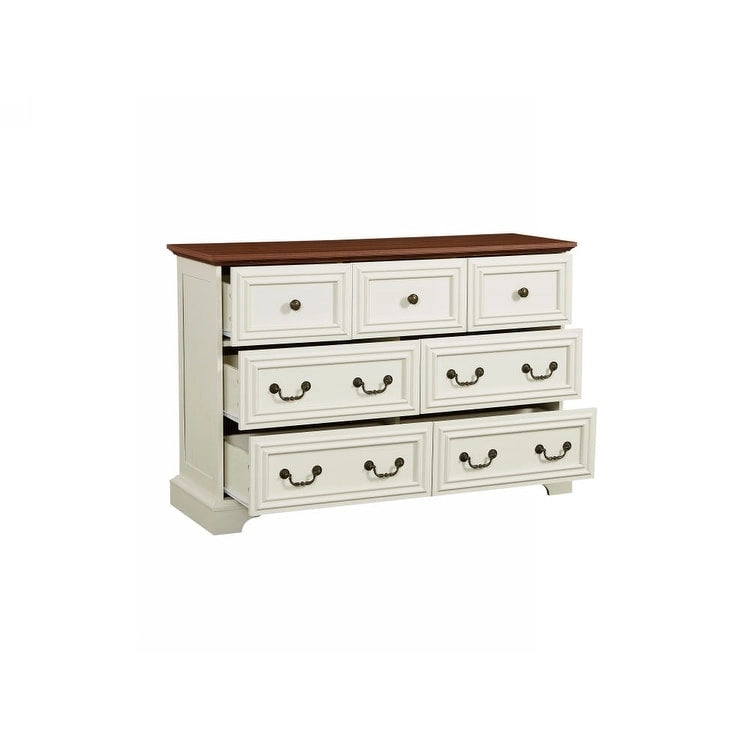 7-Drawer Horizontal Dresser with Vintage Embossed Design and Metal Slides