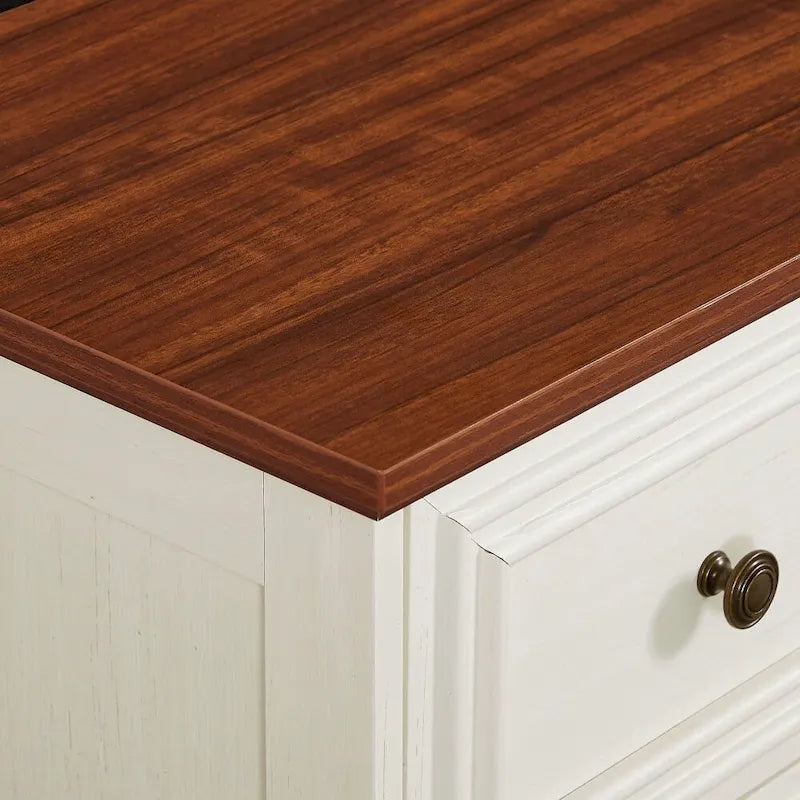 7-Drawer Horizontal Dresser with Vintage Embossed Design and Metal Slides