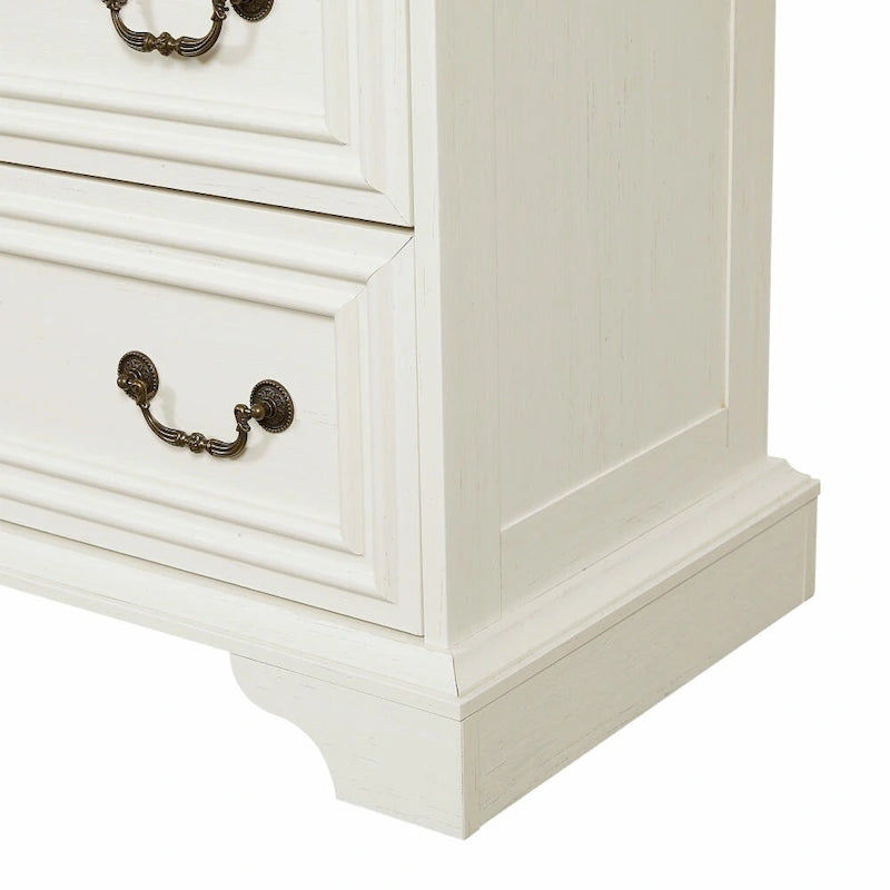 7-Drawer Horizontal Dresser with Vintage Embossed Design and Metal Slides