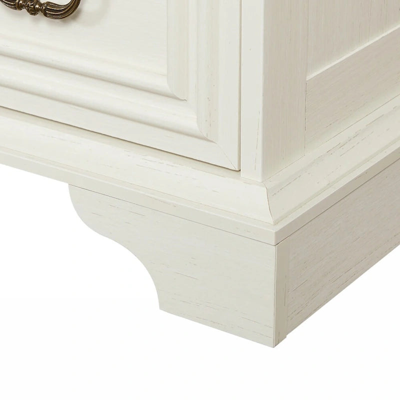 7-Drawer Horizontal Dresser with Vintage Embossed Design and Metal Slides