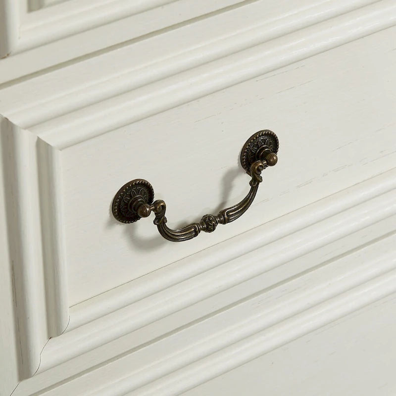 7-Drawer Horizontal Dresser with Vintage Embossed Design and Metal Slides