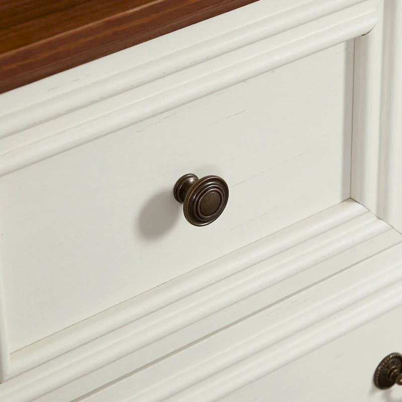 7-Drawer Horizontal Dresser with Vintage Embossed Design and Metal Slides