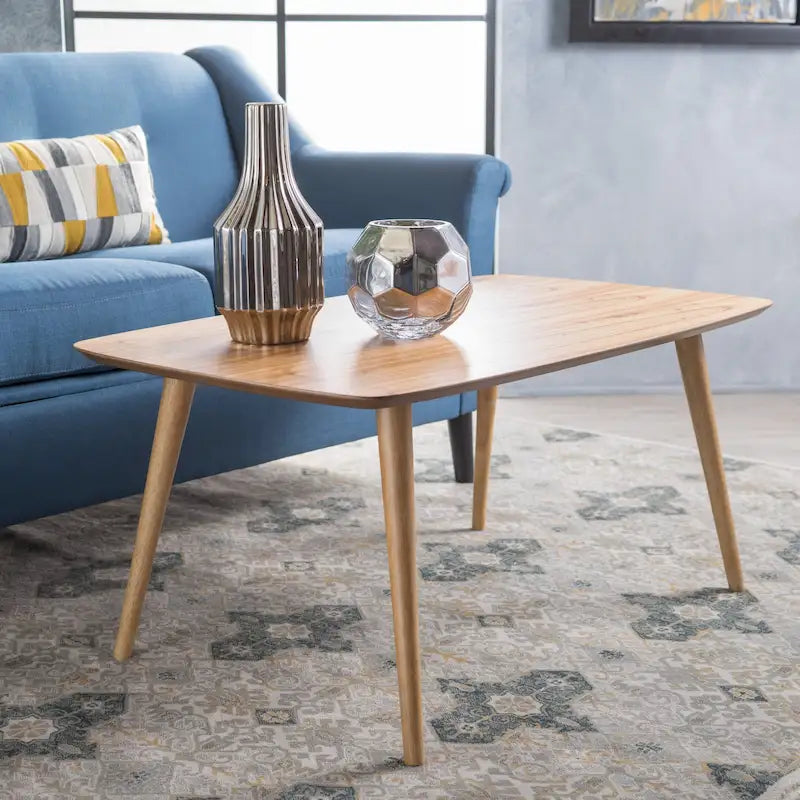 Mid-Century Walnut Wood Rectangle Coffee Table 39.5 x 23.7 x 18.25 Inch