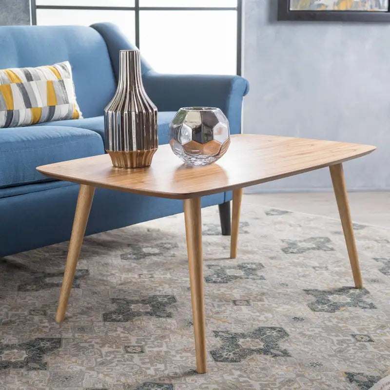 Mid-Century Walnut Wood Rectangle Coffee Table 39.5 x 23.7 x 18.25 Inch