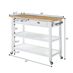 44-Inch Solid Wood Butcher Block Kitchen Cart with Wine Rack