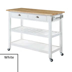 44-Inch Solid Wood Butcher Block Kitchen Cart with Wine Rack