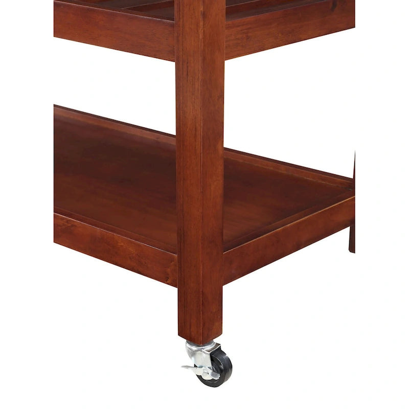 44-Inch Solid Wood Butcher Block Kitchen Cart with Wine Rack
