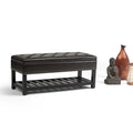 43 Inch Rectangle Storage Ottoman Bench with Tufted Lid and Shelf
