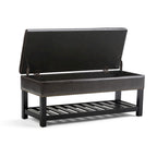 43 Inch Rectangle Storage Ottoman Bench with Tufted Lid and Shelf