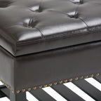 43 Inch Rectangle Storage Ottoman Bench with Tufted Lid and Shelf