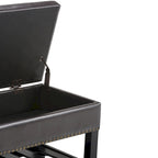 43 Inch Rectangle Storage Ottoman Bench with Tufted Lid and Shelf