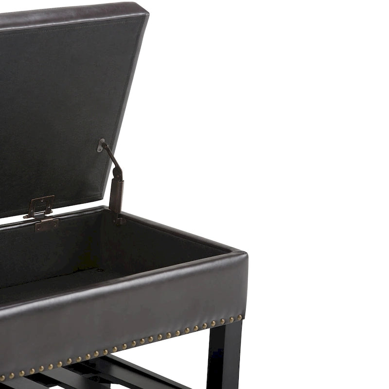 43 Inch Rectangle Storage Ottoman Bench with Tufted Lid and Shelf