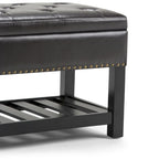 43 Inch Rectangle Storage Ottoman Bench with Tufted Lid and Shelf