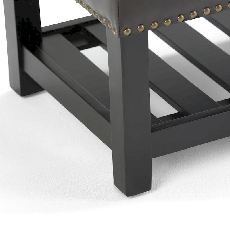 43 Inch Rectangle Storage Ottoman Bench with Tufted Lid and Shelf