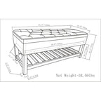43 Inch Rectangle Storage Ottoman Bench with Tufted Lid and Shelf