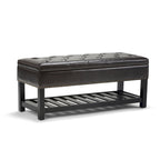 43 Inch Rectangle Storage Ottoman Bench with Tufted Lid and Shelf