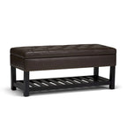 43 Inch Rectangle Storage Ottoman Bench with Tufted Lid and Shelf