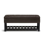 43 Inch Rectangle Storage Ottoman Bench with Tufted Lid and Shelf