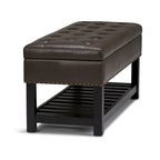 43 Inch Rectangle Storage Ottoman Bench with Tufted Lid and Shelf