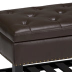 43 Inch Rectangle Storage Ottoman Bench with Tufted Lid and Shelf