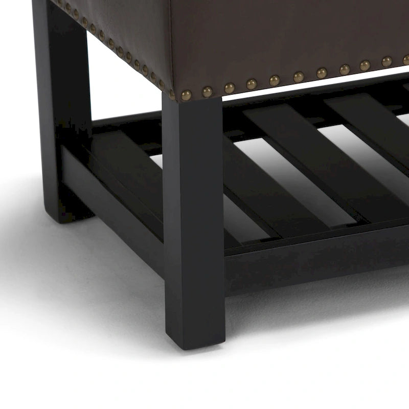 43 Inch Rectangle Storage Ottoman Bench with Tufted Lid and Shelf