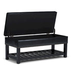 43 Inch Rectangle Storage Ottoman Bench with Tufted Lid and Shelf