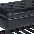 43 Inch Rectangle Storage Ottoman Bench with Tufted Lid and Shelf
