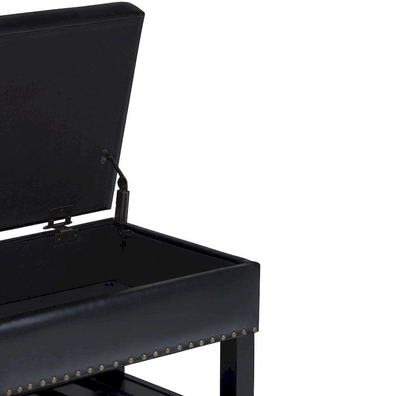 43 Inch Rectangle Storage Ottoman Bench with Tufted Lid and Shelf