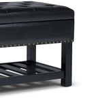 43 Inch Rectangle Storage Ottoman Bench with Tufted Lid and Shelf