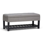 43 Inch Rectangle Storage Ottoman Bench with Tufted Lid and Shelf