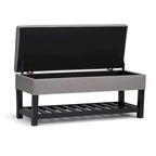 43 Inch Rectangle Storage Ottoman Bench with Tufted Lid and Shelf