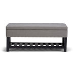 43 Inch Rectangle Storage Ottoman Bench with Tufted Lid and Shelf
