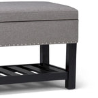 43 Inch Rectangle Storage Ottoman Bench with Tufted Lid and Shelf