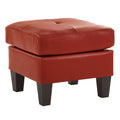 Small Tufted Faux Leather Square Ottoman Kiln-Dried Wood Frame