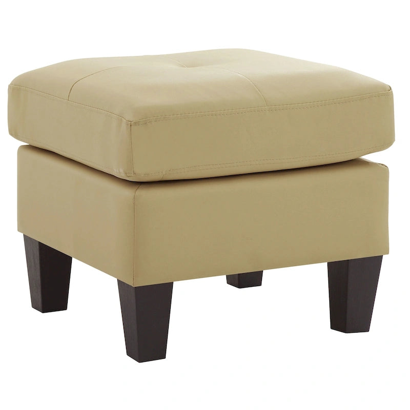 Small Tufted Faux Leather Square Ottoman Kiln-Dried Wood Frame