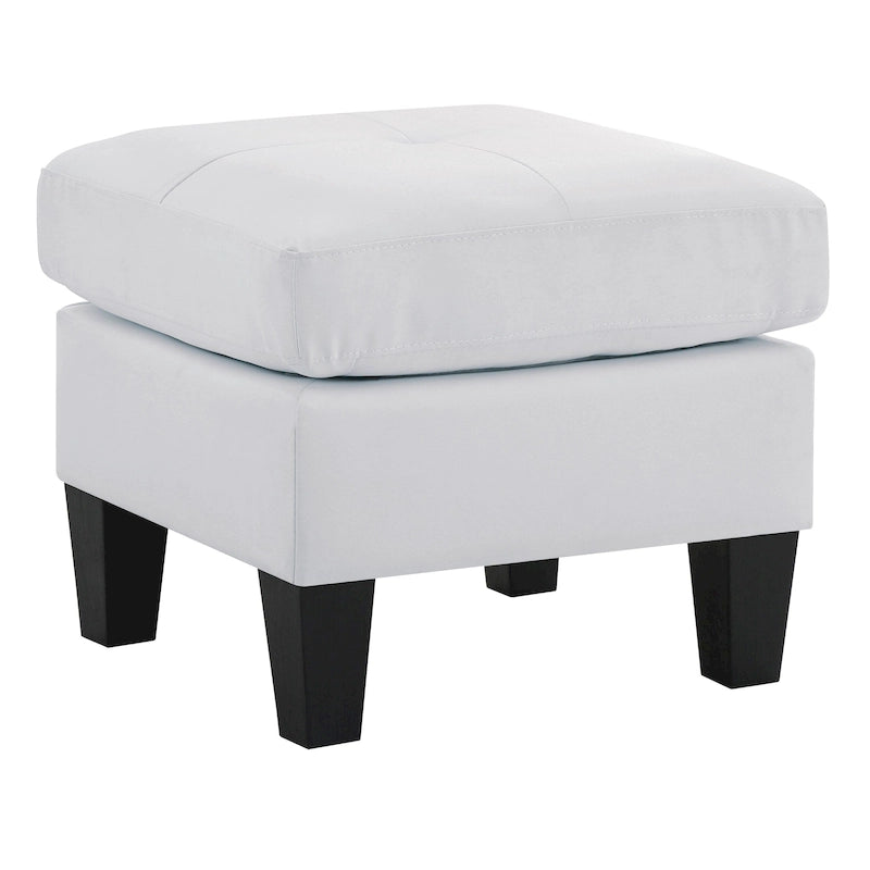 Small Tufted Faux Leather Square Ottoman Kiln-Dried Wood Frame