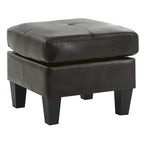 Small Tufted Faux Leather Square Ottoman Kiln-Dried Wood Frame