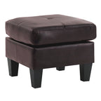 Small Tufted Faux Leather Square Ottoman Kiln-Dried Wood Frame