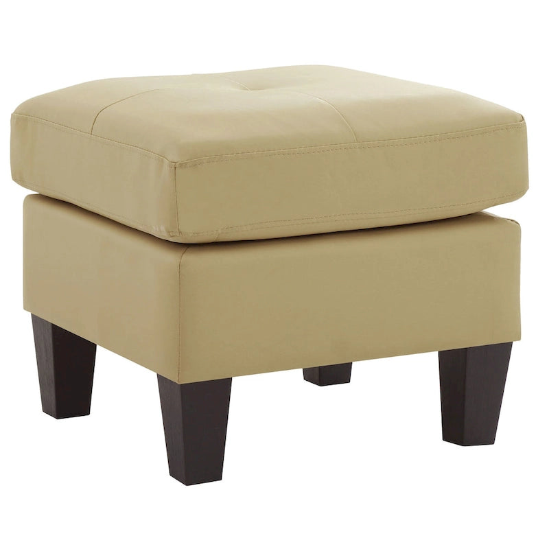 Small Tufted Faux Leather Square Ottoman Kiln-Dried Wood Frame