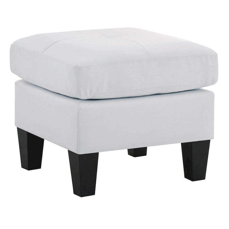 Small Tufted Faux Leather Square Ottoman Kiln-Dried Wood Frame