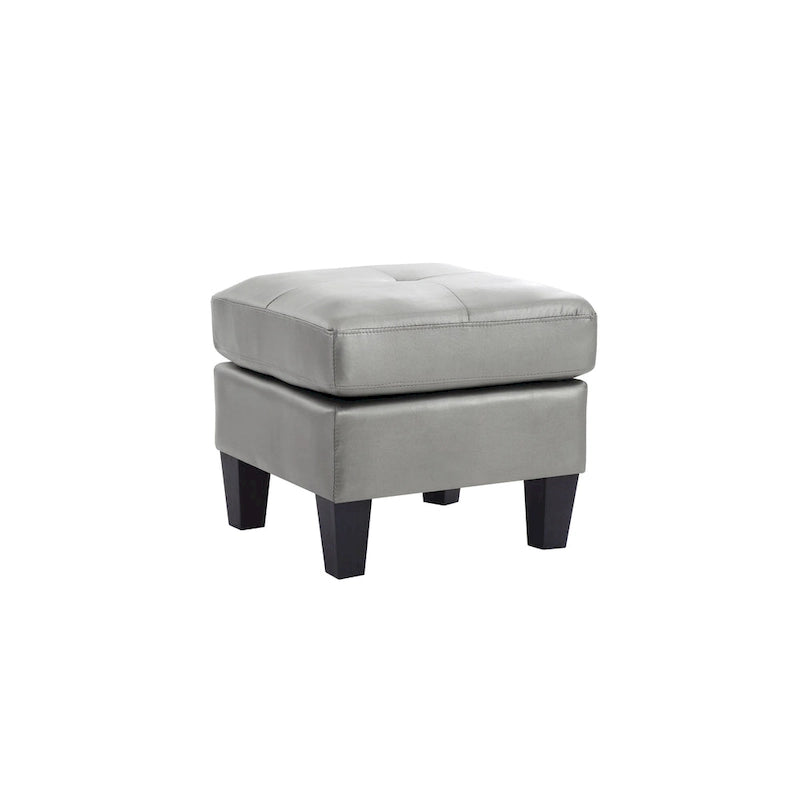 Small Tufted Faux Leather Square Ottoman Kiln-Dried Wood Frame